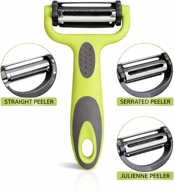 EKSO Stainless Steel 3 in 1 Peeler Rotary Multi-Functional Peeler For Kitchen Y Shaped Peeler(Green)