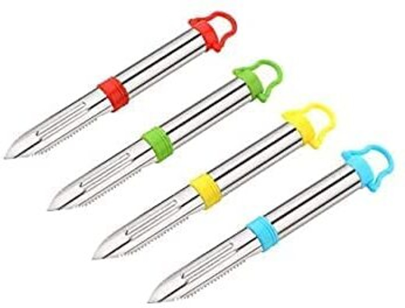 Skab Vegetable,Fruit for Kitchen Potato Carrot Cucumber Green Peeler Round Handle Straight Peeler(Multicolor Pack of 2)