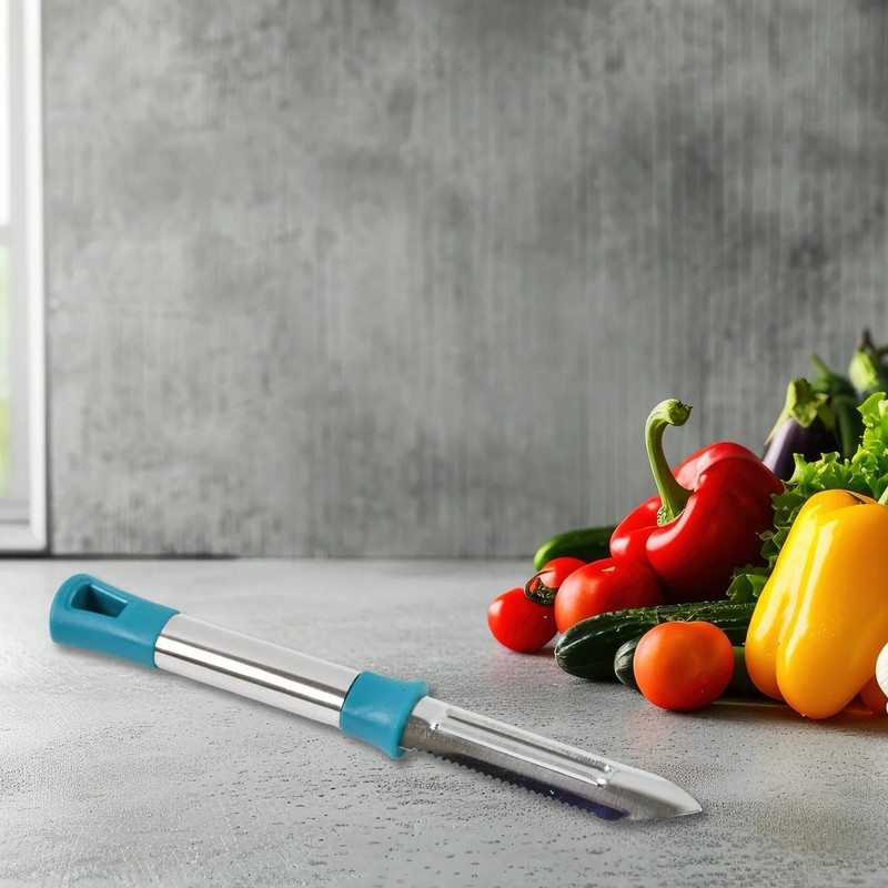 DeoDap Premium Stainless Steel Vegetable & Fruit Peeler for Effortless Kitchen Use Straight Peeler(Blue)