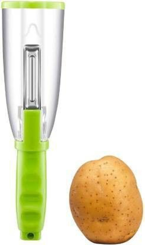 Top Trick 1 PS Multifunctional Vegetable Or Fruit Peeler with Collect Cup Fruit Peeler with Smart Stainless Steel Blade Container Straight Peeler(Multicolor)