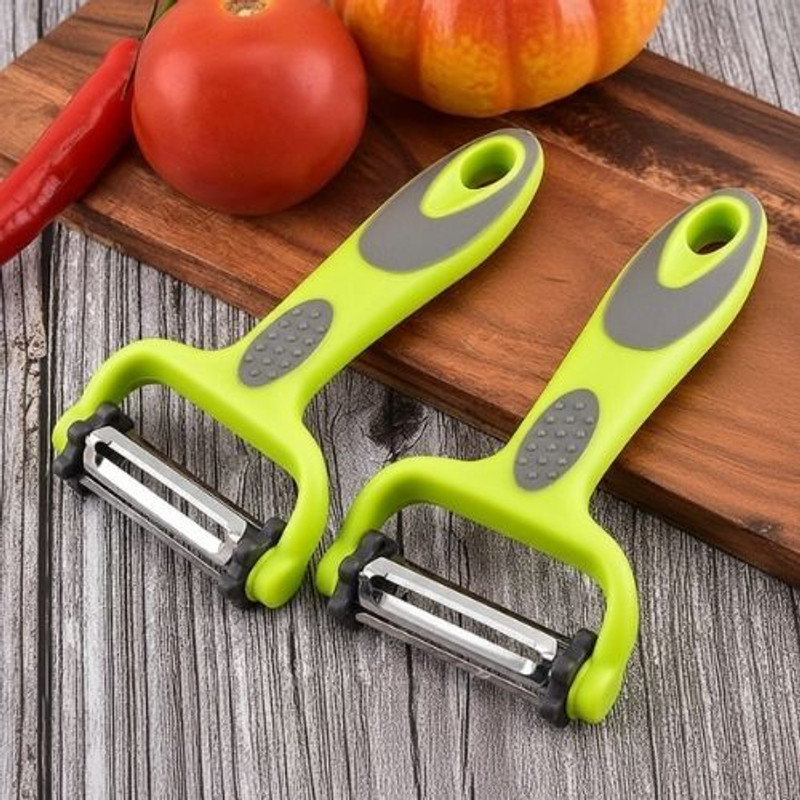 Baskety Steel Vegetable Green Peeler Tool for Easy Peeling of Fruits & Vegetables Y Shaped Peeler Set(Green, Steel Pack of 2)