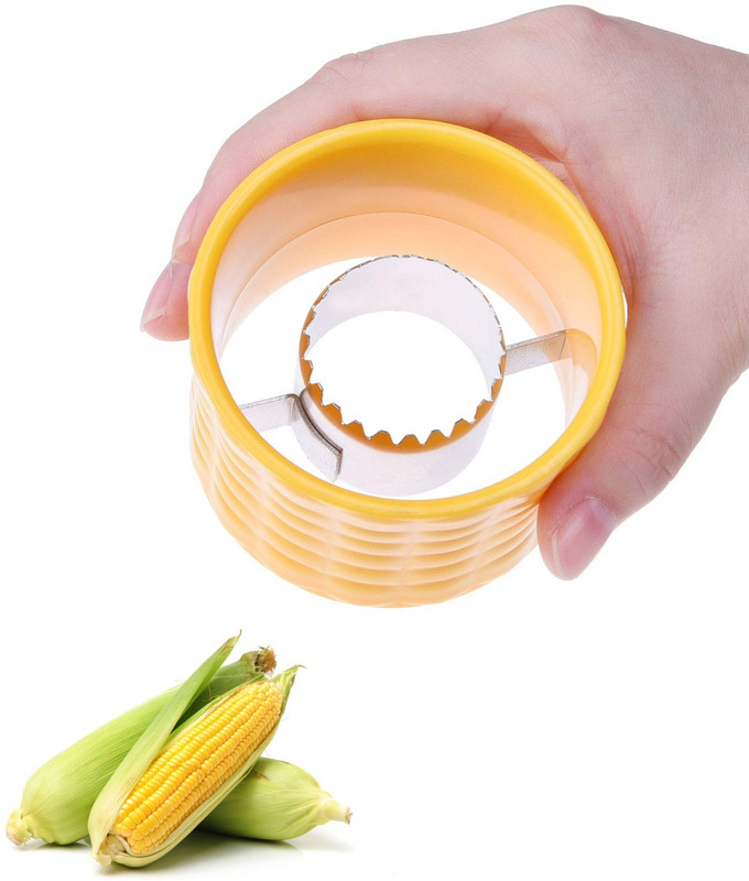 Ghelonadi Plastic Corn Cutter Corn Peeler Stripper Plastic Corn Seeds Remover Machine and Stainless Steel Blade for Kitchen Straight Peeler(Red)