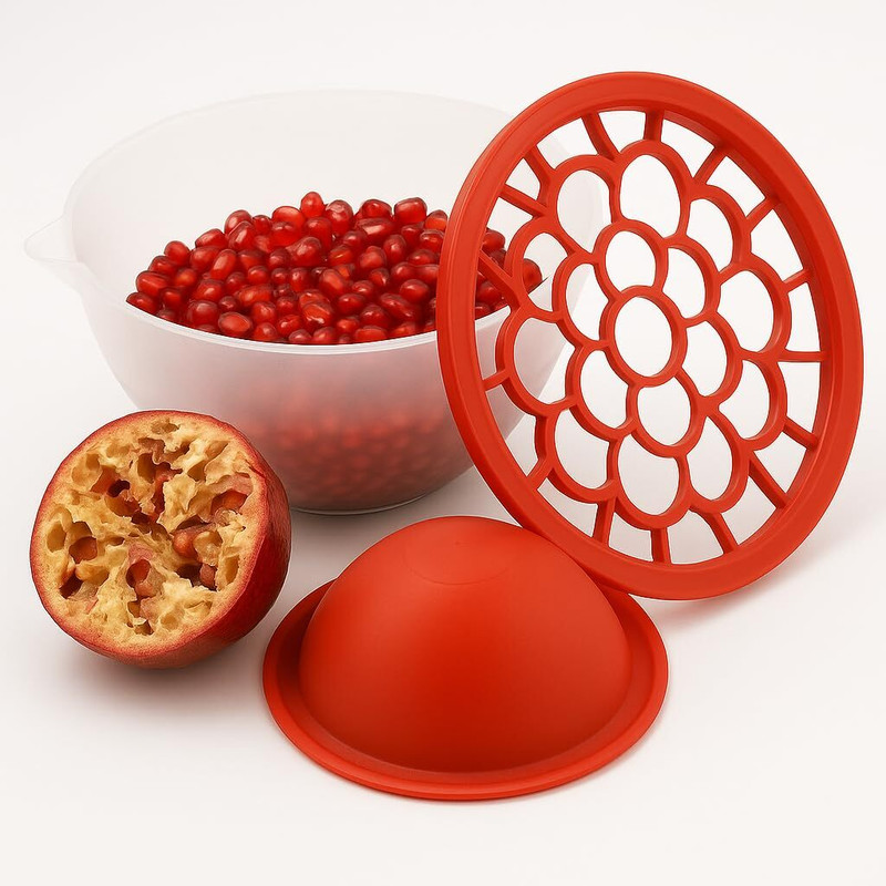 OLIVENTA Clean Care Pomegranate Peeler & Deseeder Tool with Bowl NA Peeler(Red)