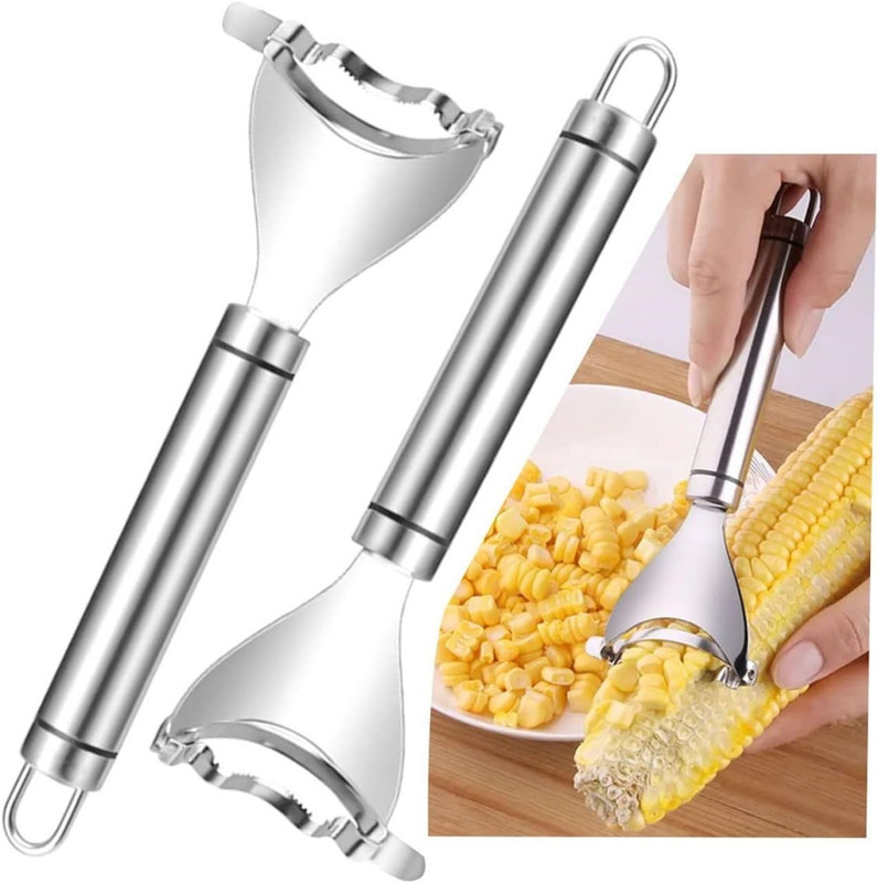 Khedu Fab Stainless Steel Corn Peeler with Ergonomic Ultra Sharp Blades Straight Peeler(Silver)