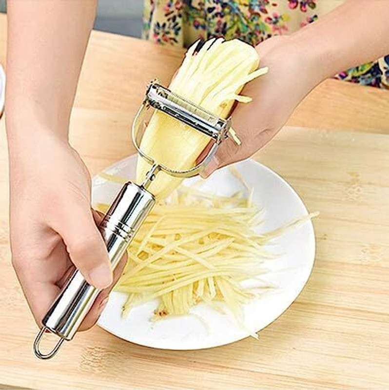 SARTHU Vegetable Peeler & Fruit Peeler for Kitchen | 2-Blades Julienne Slicer Y Shaped, Straight Peeler(Silver)