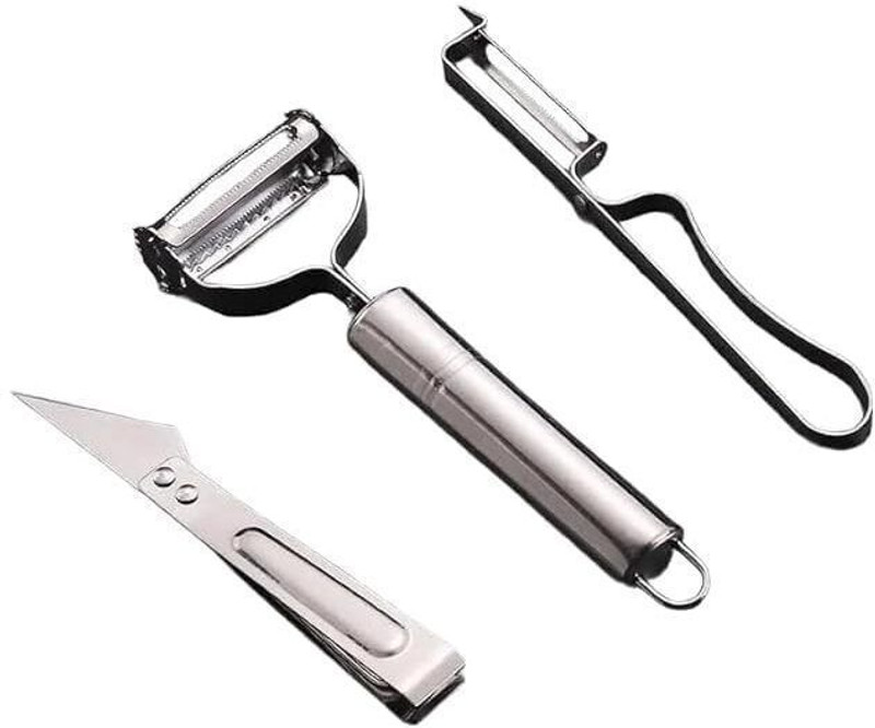 shivm 3-in-1 Stainless Steel Vegetable Peeler Set | Standard Peeler, Julienne Cutter Straight Peeler(Multicolor)