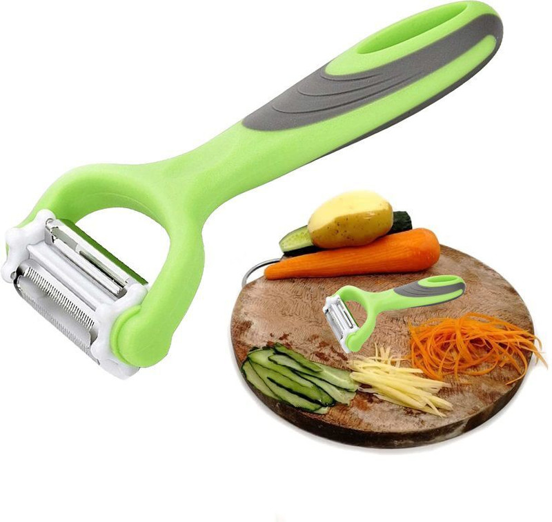 Crazo Fashion 3-in-1 Rotational Vegetable and Fruit Peeler, Sharp Steel Blades Y Shaped Peeler(Green, Multicolor)