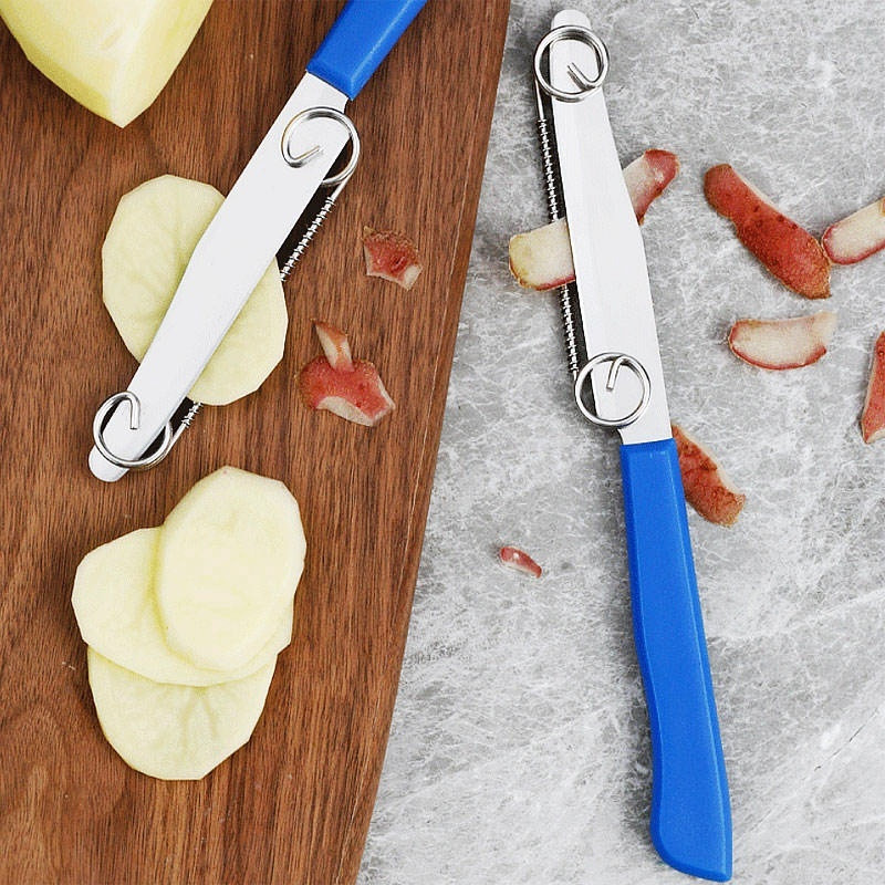 CRAZYGOL Multi-Functional 2 in 1 Adjustable Knife Fruit & Vegetable Peeler Straight, NA Peeler(Blue)