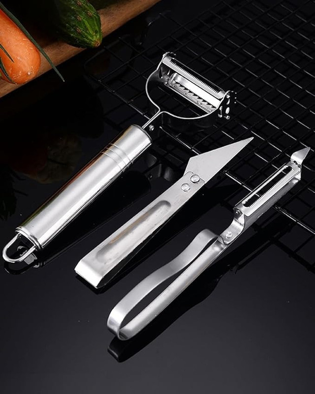 SARTHU Kitchen Stainless Steel Peeler Set of 3 Pcs Y Shaped Peeler Set(Silver Pack of 3)