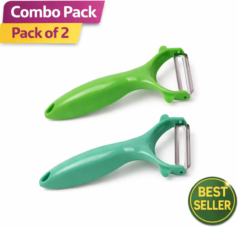 ABC Dual Color Vegetable Peeler Combo | Green & Sea Green | Stainless Steel (2 Pc) Y Shaped Peeler Set(Multicolor Pack of 2)