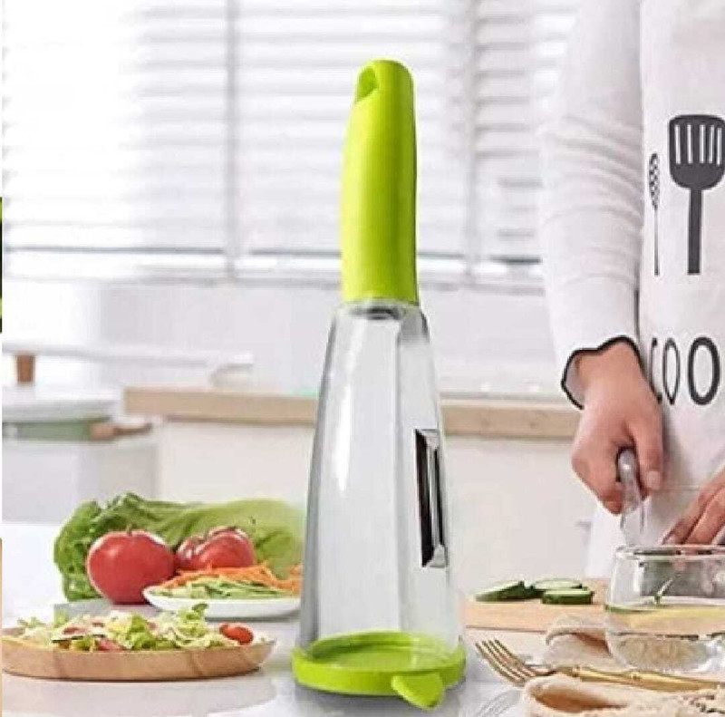 choppering Vegetable Peeler with Container, Fruit Peeler with Container Straight Peeler(Green)