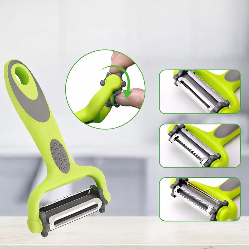 Brijvila Stainless Steel 3 in 1 Vegetable Peeler Multipurpose Straight Peeler(Green)