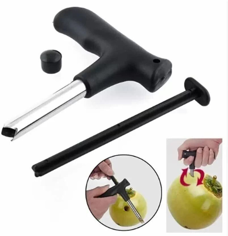 Ramkuwar Coconut Opener Drill knife tool with Cutter Cleaning Stick Tap Hot Straight Peeler(Silver)