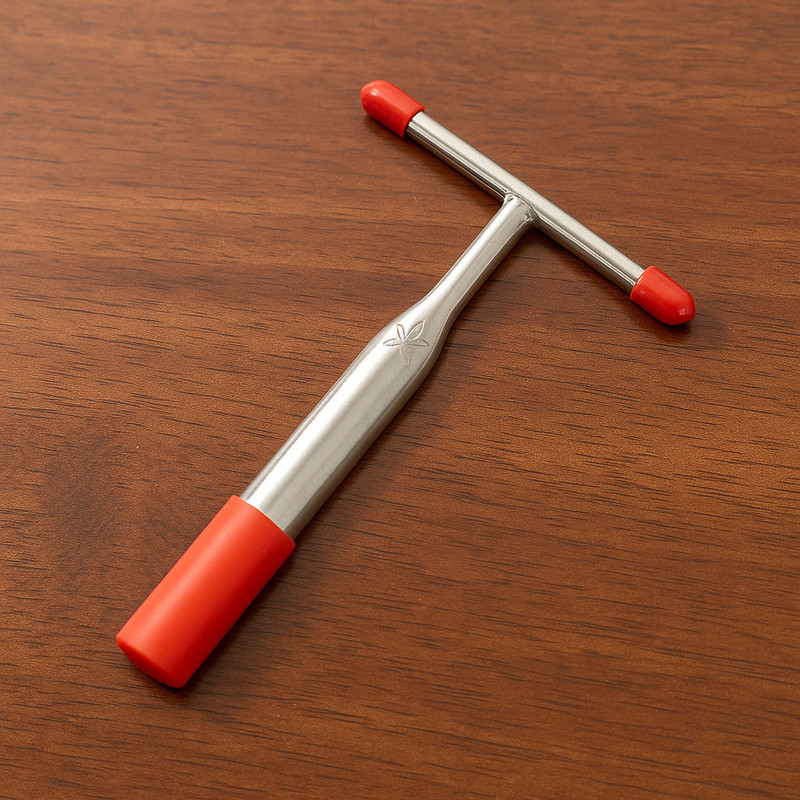 Baskety Stainless Steel Coconut Opener Tool with Non-Slip Handle Straight Peeler(Red)