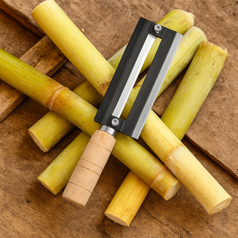 We3 Multipurpose Stainless Steel Pineapple Sugarcane Peeler Knife with Wooden Handle Straight Peeler(Black)
