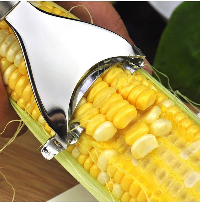 GIOGD Stainless Steel Corn Peeler, ?Magic Corn Cob Stripper Tool,Premium Straight Peeler(Steel)
