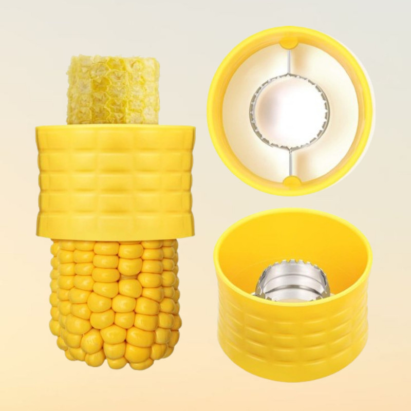 Livorahub Heavy Duty Kitchen Corn Seed Cutter Remover Tool NA Peeler(Yellow)