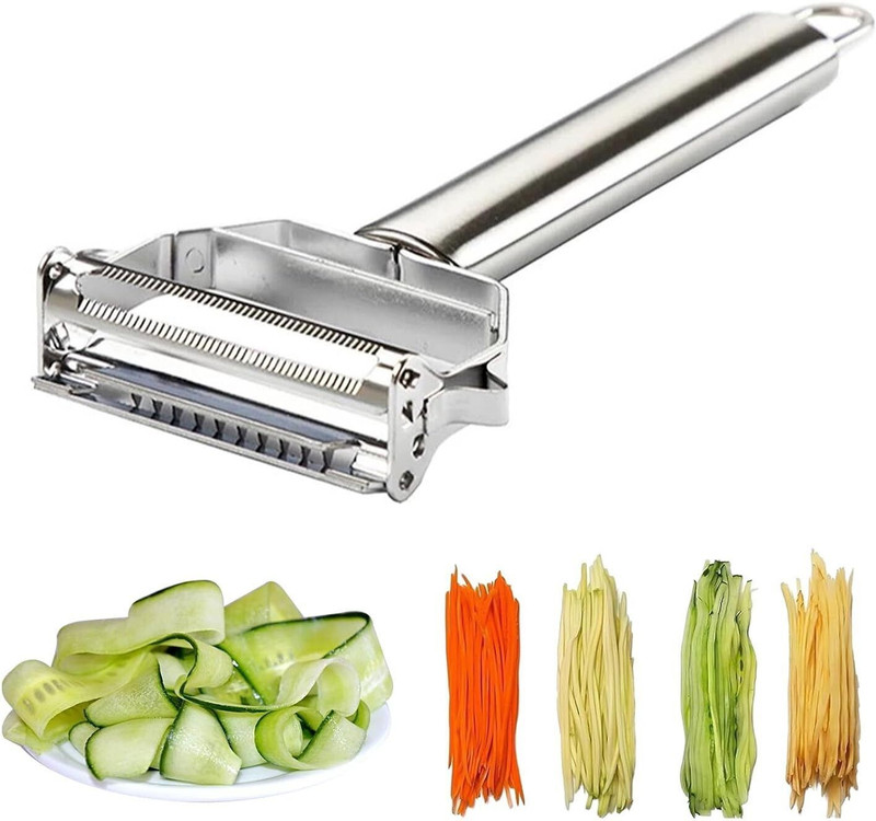 CLITZ Multifunction Stainless Steel Vegetable Peeler Double Grater Cooking Tool Straight Peeler(Silver)