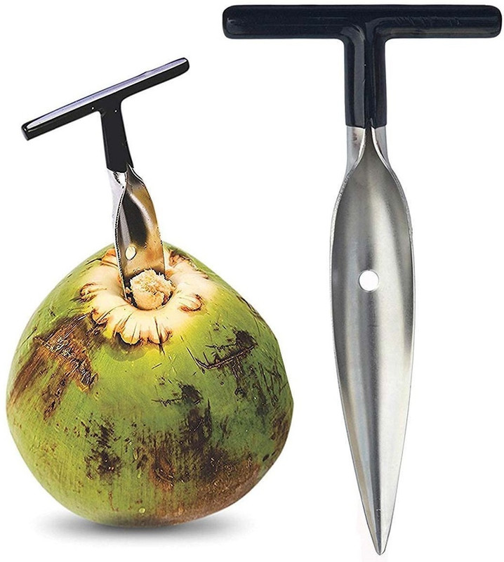 Craftbin Steel Coconut Opener Tool, Green Coconut Nariyal Straight Peeler(Silver)