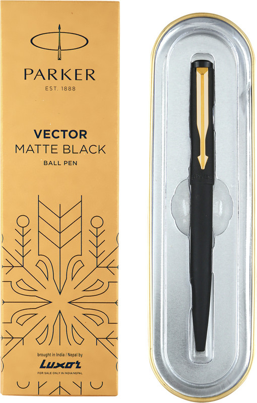 PARKER Vector Matte Black, Gold Trim Ball Pen(Ink Color - Blue)