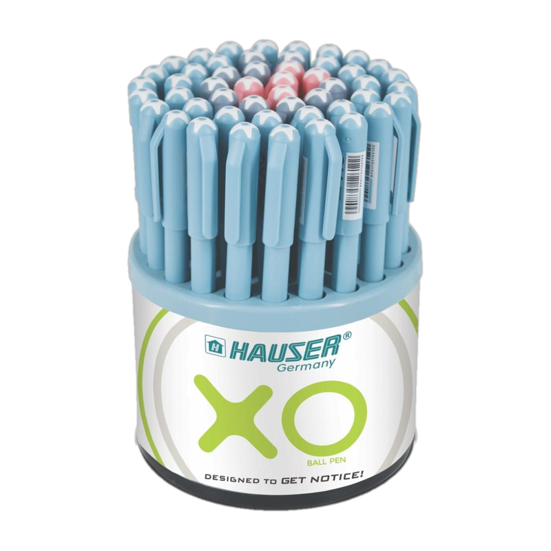 HAUSER XO 0.6 mm Tumbler | Sleek Body & Minimalistic Design | Smooth Writing Ball Pen(Pack of 50, Ink Color - Blue, Black & Red)