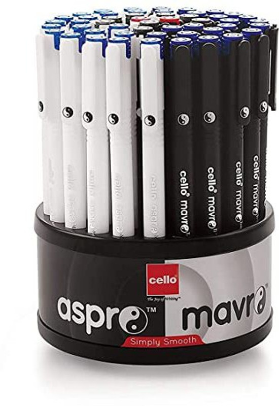 Cello Aspro Mavro Ball Pen(Pack of 50, Ink Color - Blue, Black, Red)
