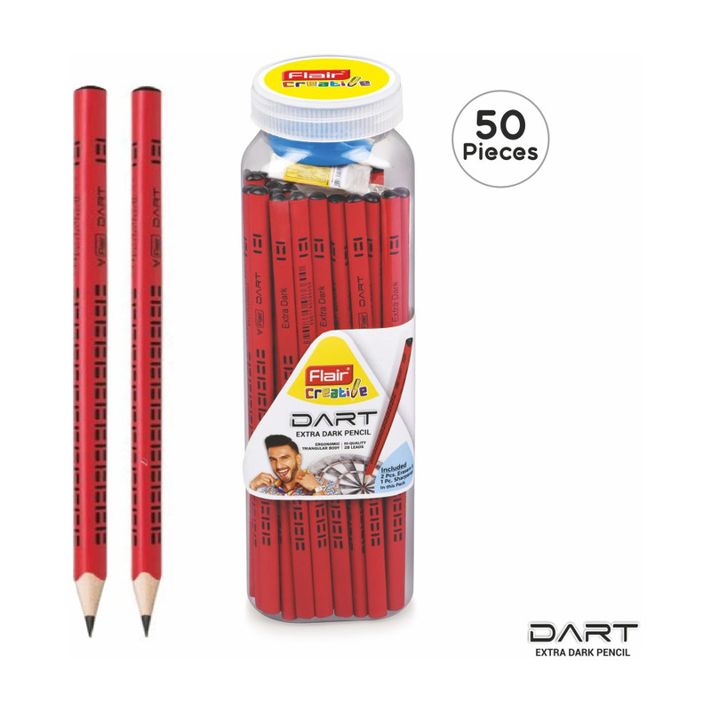Flair Creative Dart Pencil Pack of 50 Pencil(Set of 50, Red)