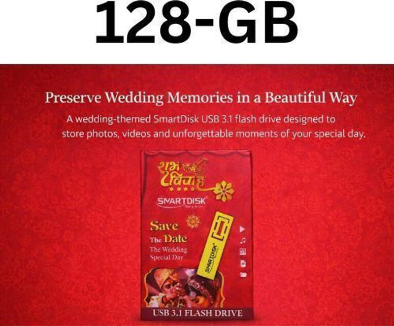 SMART DISK Wedding Special USB 3.2 64 GB Pen Drive Compatible with Laptop, Desktop Computer, Television USB 3.2 Plastic Case(Gold)
