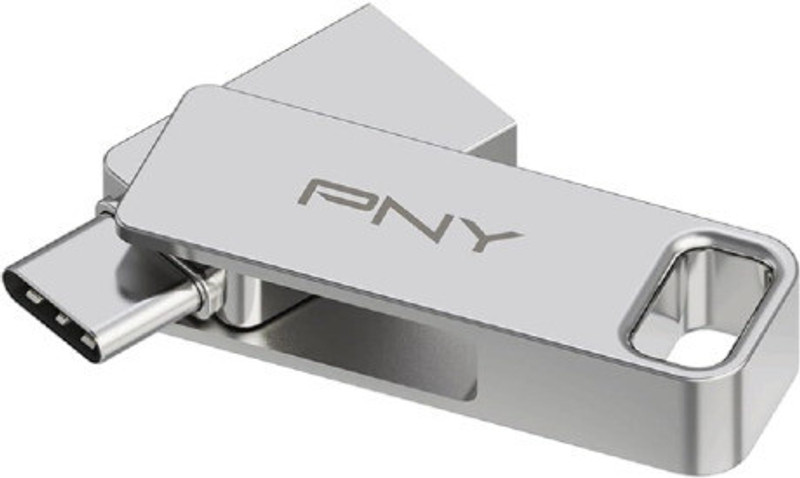 PNY USB 3.2 Pendrive 64GB Dual OTG Type-C Type-A Duo Link 64 GB Pen Drive Compatible with Laptop, Desktop Computer, Mobile USB 3.2 Metal Case(Silver)