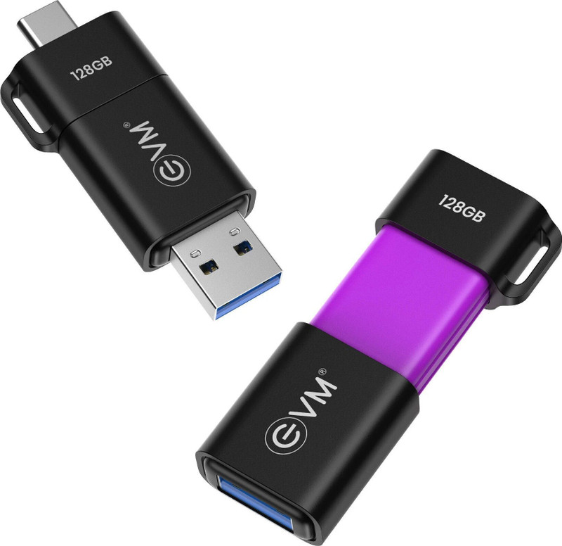 EVM ENXO/128G 128 GB Pen Drive Compatible with Mobile, Television, Desktop Computer, Laptop, Tablet, Audio Player USB 3.2 Plastic Case(Purple, Black)