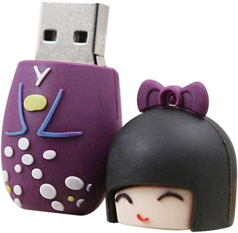 CleverlyGifted Japenese Doll USB Flash Drives 64 GB Pen Drive Compatible with Laptop, Desktop Computer USB 2.0 Rubber Case(Multicolor)