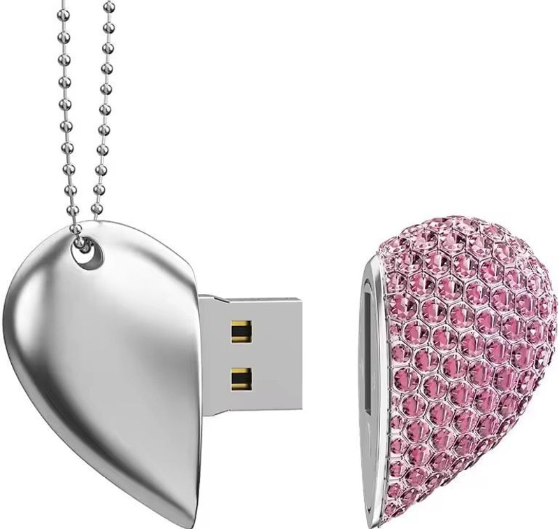 sippytales Premium Metal Heart Shape Jewellery USB Flash Drives for Gifting 32 GB Pen Drive Compatible with Desktop Computer, Laptop, Television USB 2.0 Metal Case(Multicolor)