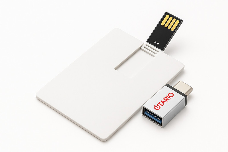 OTARIO Pendrive card type with Free Type-C OTG | Ultra Slim Wallet USB Flash Drive | 128 GB Pen Drive Compatible with Audio Player, Desktop Computer, Laptop, Mobile, Tablet, Desktop Computer, Tablet USB 2.0 Plastic Case(White)