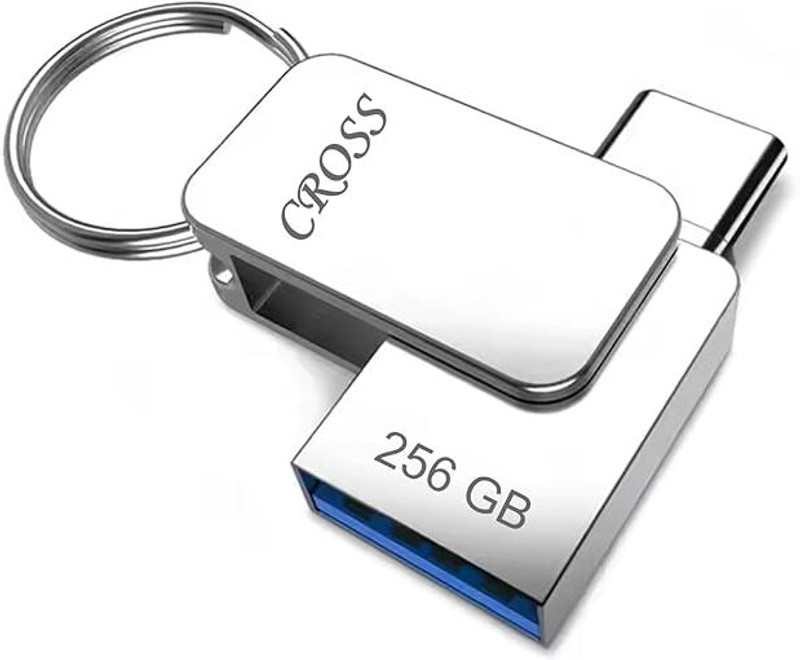 CROSS Extreme Type-C Pendrive 256 GB OTG Drive Compatible with Mobile, Laptop, Desktop Computer, Tablet, Netbook, Television USB 3.0, USB 3.2 Metal Case(Silver, Type A to Type C)