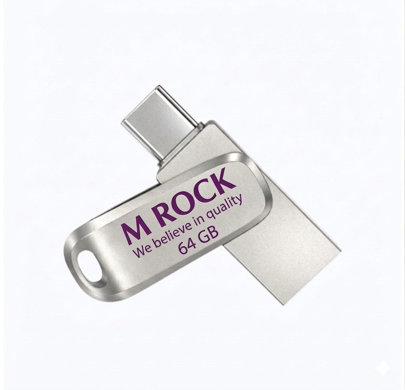 M Rock Ultra Dual Drive Luxe USB Type C Flash Drive. 32 GB OTG Drive Compatible with Mobile USB 3.1 Metal Case(Silver, Type A to Type C)