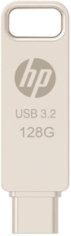 HP PREMIUM 886C OTG DUAL TYPE C TYPE A PENDRIVE USB 3.2 128 GB OTG Drive Compatible with Laptop, Mobile USB 3.2 Metal Case(Silver, Type A to Type C)