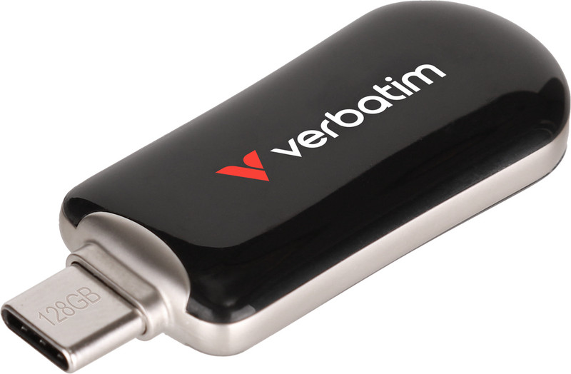 Verbatim Plectra 30225 128 GB OTG Drive Compatible with Audio Player, Desktop Computer, Laptop, Mobile, Tablet USB 3.2 Plastic Case(Black, Type C)