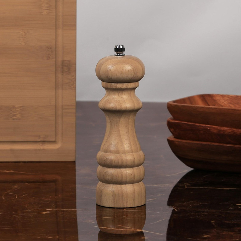 Swashtkon Salt & Pepper Grinder Spice Storage Ceramic Adjustable Crusher| Wooden Traditional Pepper Mill(Beige, Pack of 1)