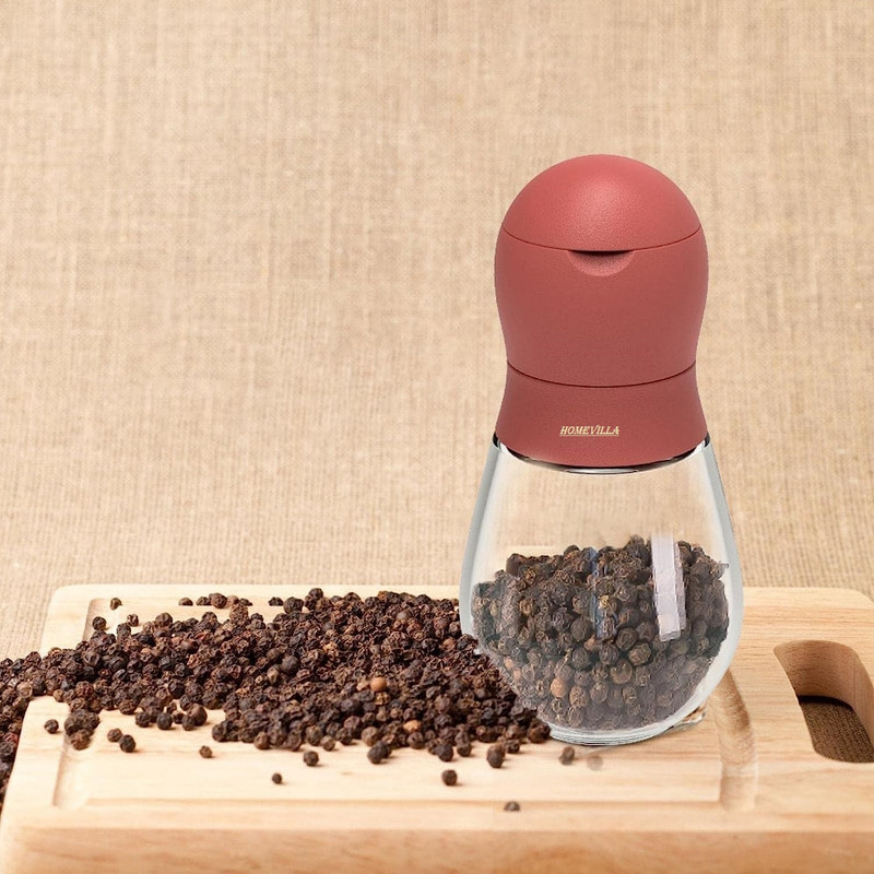 Homevilla Salt & Pepper Grinder, Refillable Pepper Mill Set Adjustable Coarse Pepper Mill Glass, Plastic Traditional Pepper Mill(Multicolor, Pack of 1)