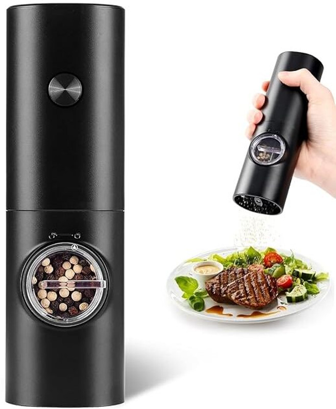 Suvaniq Automatic Electric Salt & Pepper Mill Plastic, Cast Iron Electric Mill(Black, Pack of 1)