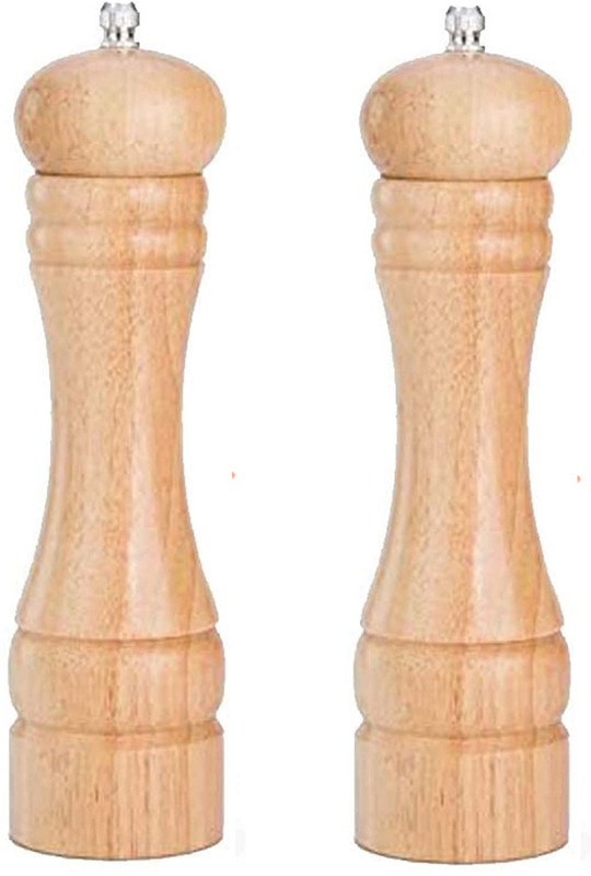AVMART Pepper Grinder Mill Manual Salt Grinders Fine Grinding Wooden Traditional Pepper Mill(Brown, Pack of 2)