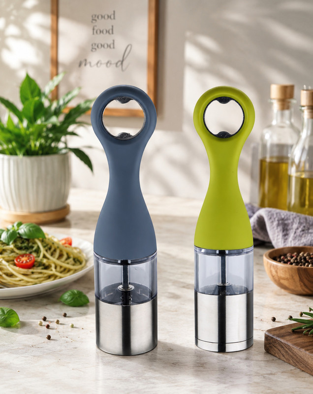 BERGNER RB-4050 Plastic Traditional Pepper Mill(Green, Pack of 2)