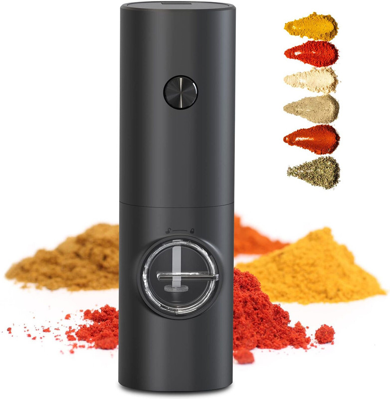 4MYL Electric Pepper Grinder Automatic Salt & Pepper Mill with Adjustable Coarseness Plastic, Stainless Steel Electric Mill(Black, Pack of 1)