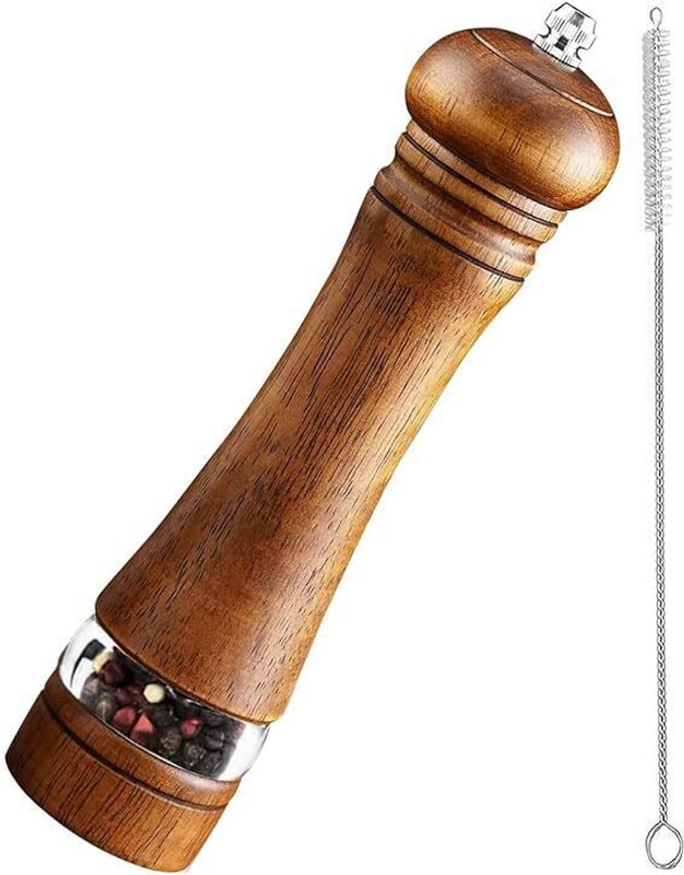 ShopVee 8-Inch Wooden Paper Grinder | Durable Manual Spice Grinder | Elegant Kitchen Wooden Traditional Pepper Mill(Brown, Pack of 1)