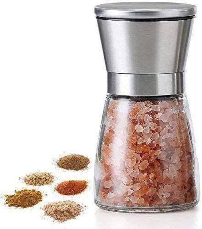 AADESH Salt and Pepper Mill | Mini Paper Mill Silver | Glass Traditional Pepper Mill(Multicolor, Pack of 1)