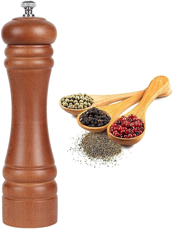 AMKENTERPRISE Wooden Pepper Mill Grinder Manual Salt & Pepper Grinder with Adjustable Wooden Traditional Pepper Mill(Brown, Pack of 1)