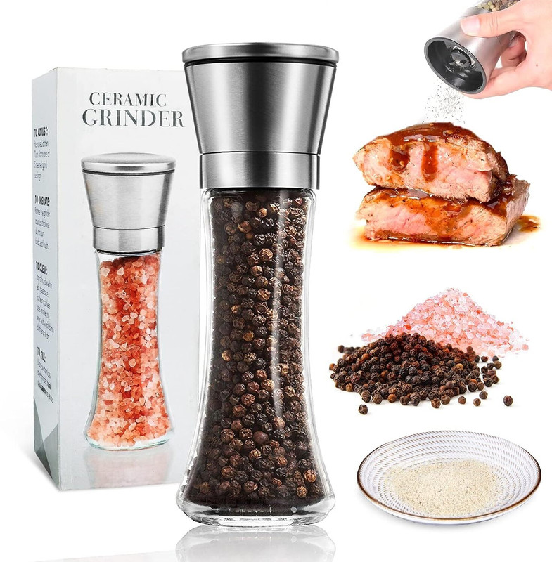 Anghanstors Glass Traditional Pepper Mill(Silver, Pack of 1)