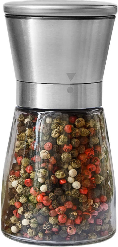 crownsmill MINI PAPER MILL Glass Traditional Pepper Mill(Silver, Pack of 1)