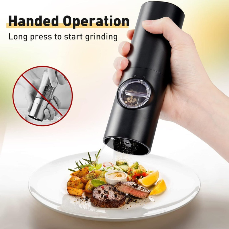 ELYZIO Electric Pepper Grinder Stainless Steel Electric Mill(Black, Pack of 1)