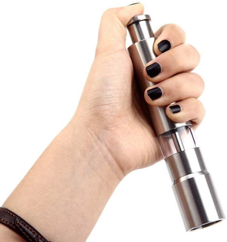 madhu store Stainless Steel Mini Paper Mills Grinder Tool Hand Operated Manual Mill Pump Stainless Steel Traditional Pepper Mill(Silver, Pack of 1)